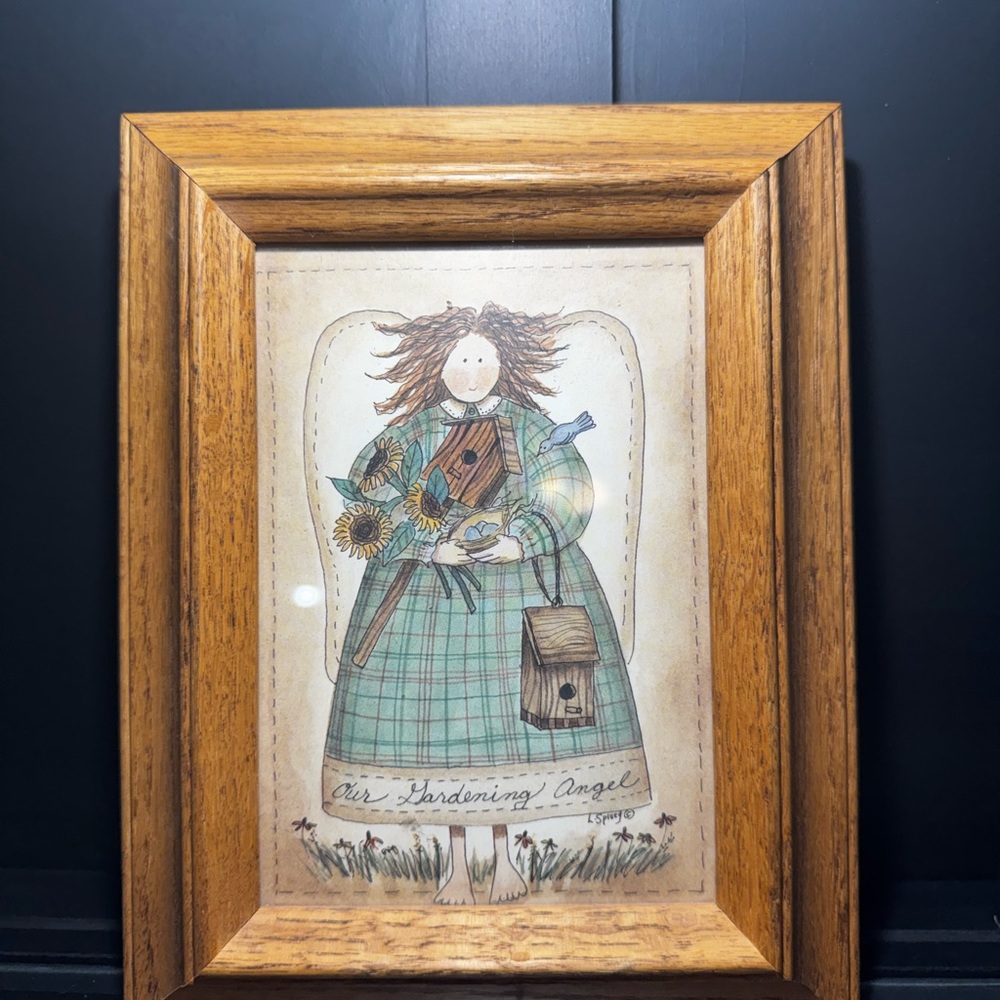 Framed Gardening Angel Artwork